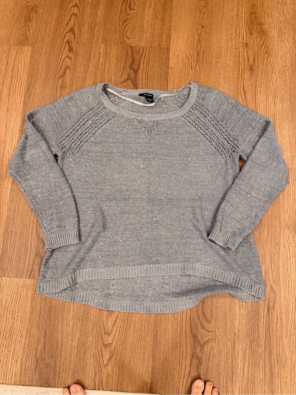 DKNY Light Gray Knit Scoop Neck Sweater